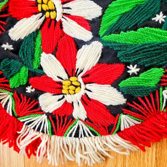 Handcrafted Madeira Portugal Floral Embroidered Crewel Wool Tote Handbag Purse - Picture 7 of 15